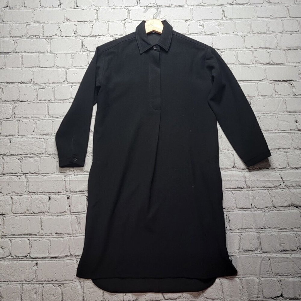 Madewell Black Moviehouse Shirtdress Textured Crepe Size XXS‎